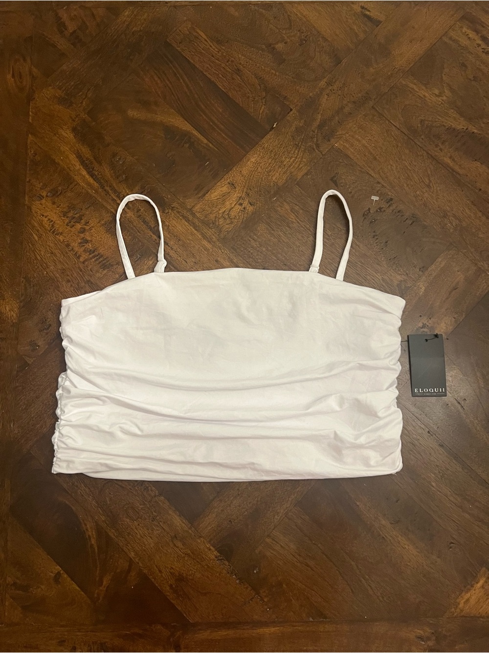 Eloquii White Ruched Crop Tank Top - Size 18